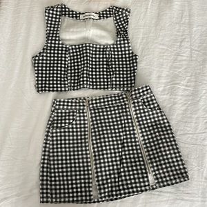 Reformation Checkered Denim Set